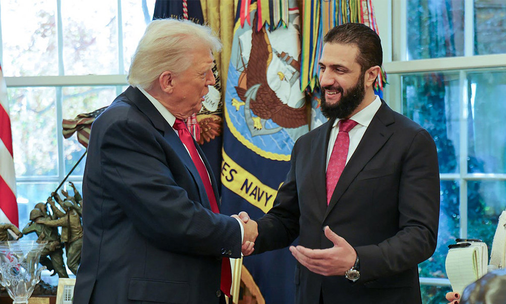 Trump sprays Syria’s Al-Sharaa with perfume, asks how many wives he has