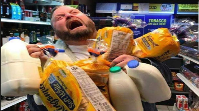 Why do Americans stock up on bread and milk before a storm?