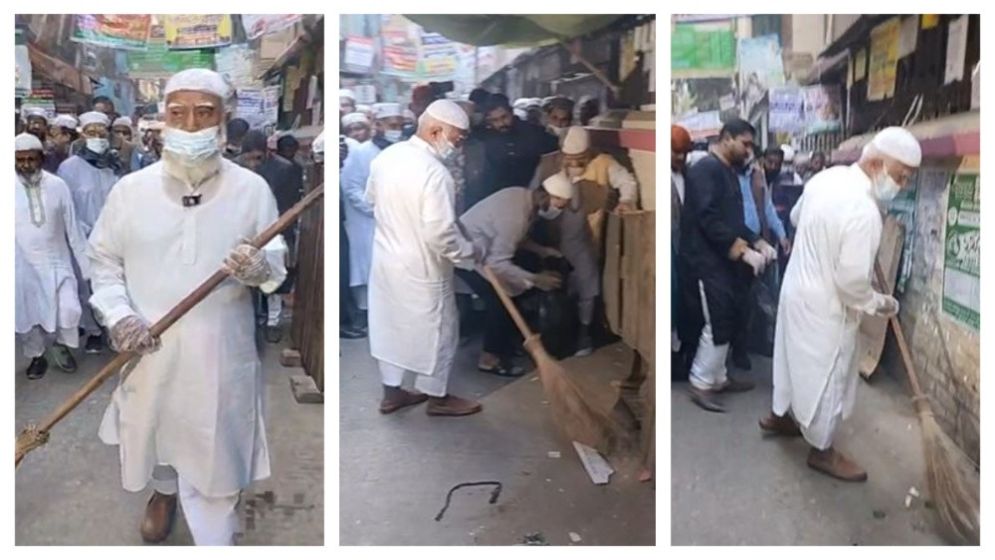 Opposition leader joins street cleaning drive after Fajr Prayers