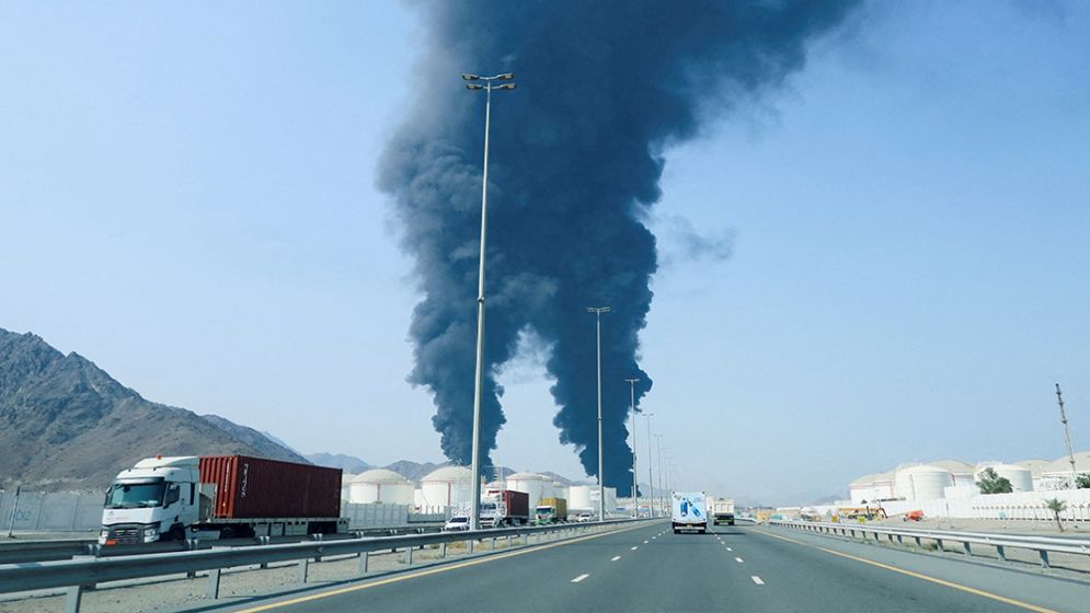 Drone strike sparks blaze in Fujairah Oil Zone, UAE