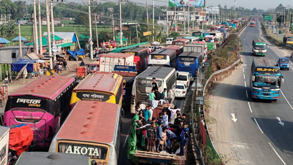 20km slow traffic on Dhaka–Tangail Highway ahead of Eid