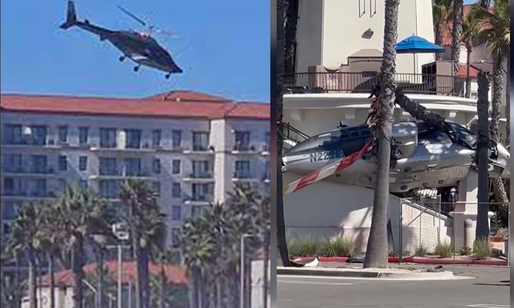 Video shows helicopter falling from sky and crashing in California beach; 5 hospitalized