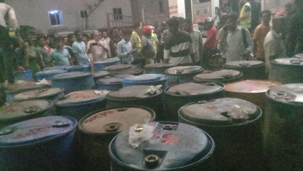7,400 liters of illegally stored diesel Seized in Narail