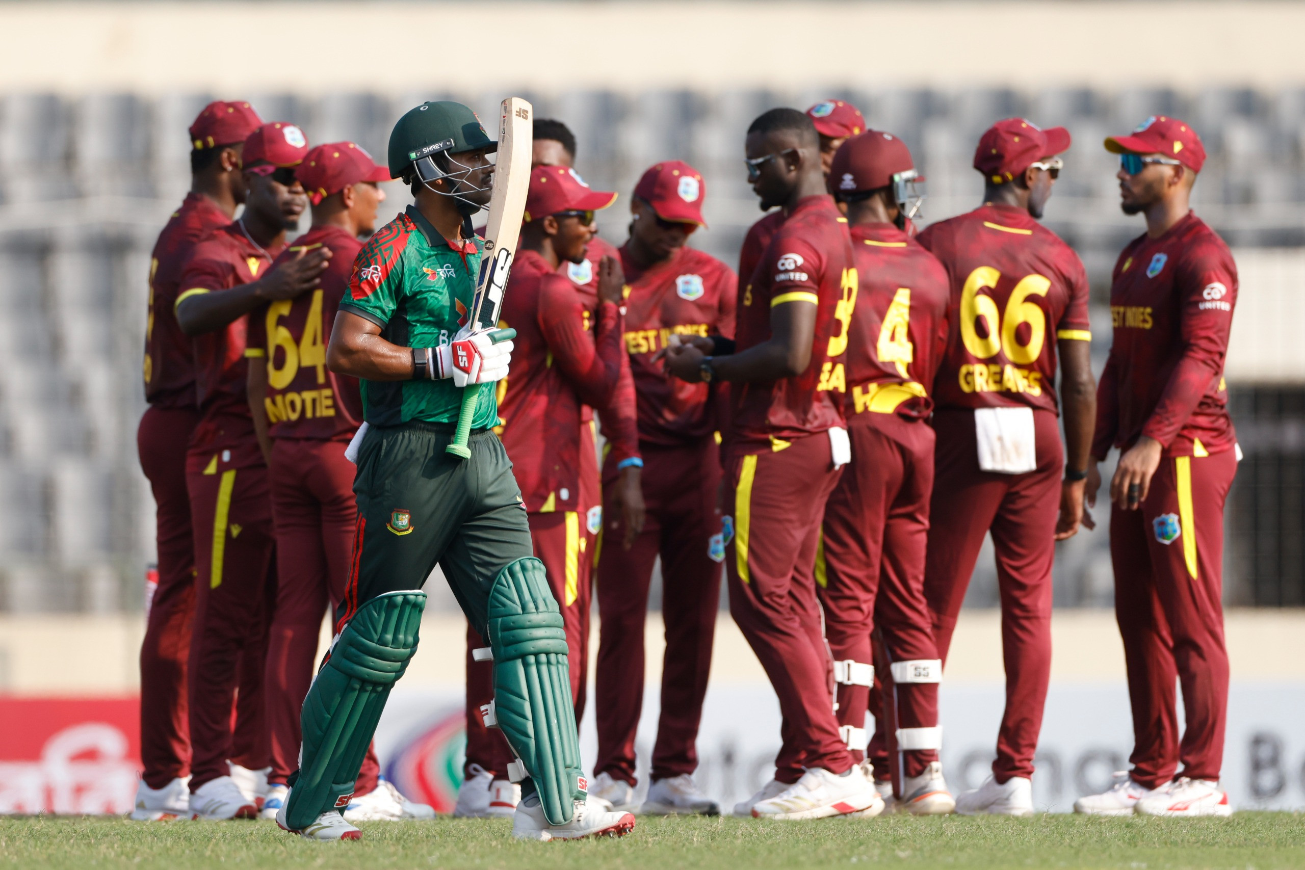 Bangladesh register lowest home total in 11 years after top-order collapse