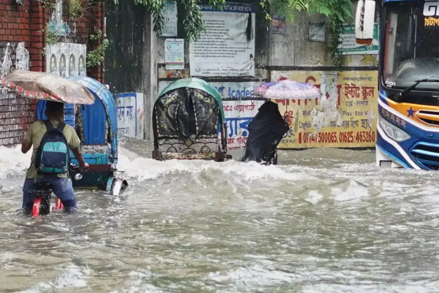 Heavy Rain Leaves Dhaka Roads Under Water