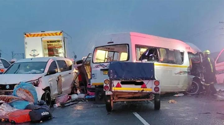 16 killed, including police officers, in separate road accidents in South Africa.