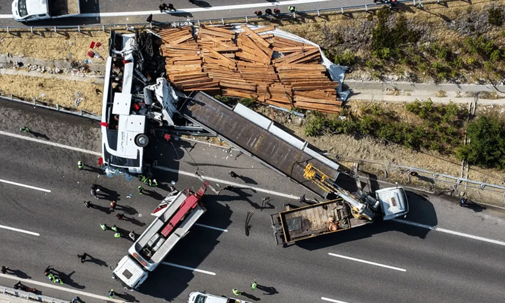 11 killed, 27 injured in bus-truck collision in Turkey.