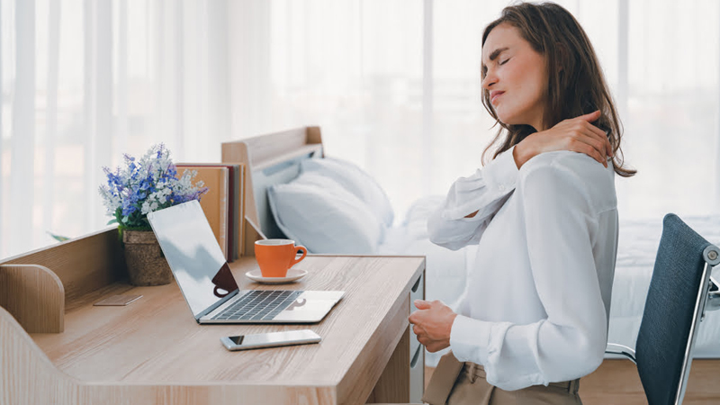 Working at a desk for long periods can damage bones and joints.