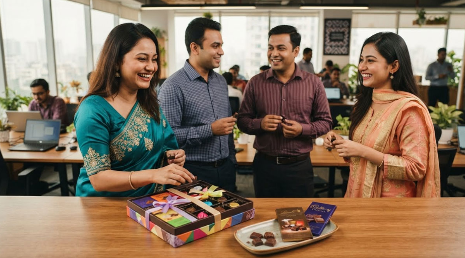 Today is the day to give a chocolate gift to a colleague.