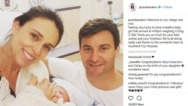 New Zealand PM gives birth to girl
