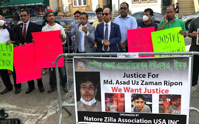 Human chain in protest against rogue attack on taxi driver in NY
