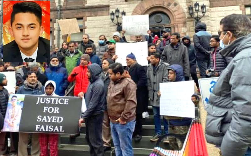 Demonstration of expat for Bangladeshi student shot dead by US police