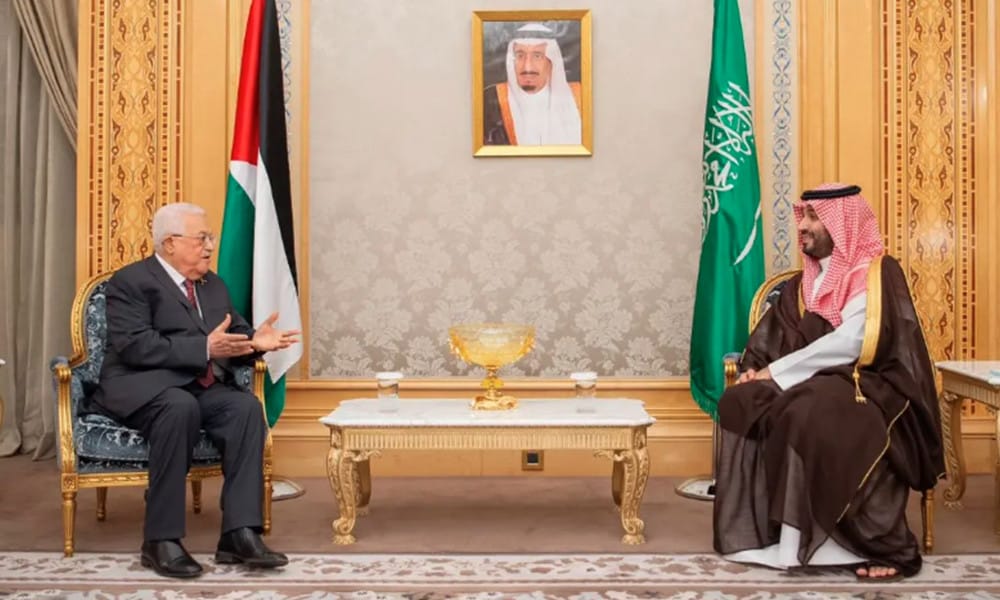 Saudi crown prince, Palestinian president discuss upcoming peace conference