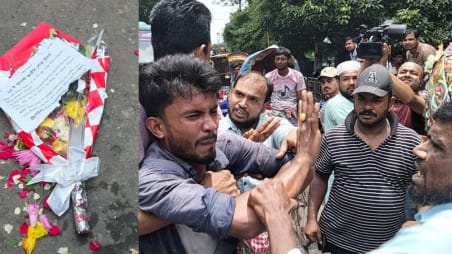Tight security at Dhanmondi 32, mourners assaulted while paying tribute