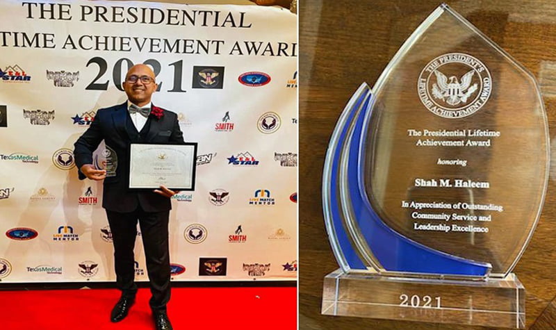 Bangladeshi Shah Halim received President's Award in USA