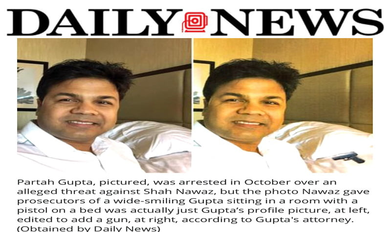 Case by added pistol in Photoshop, Expatriate news in US media