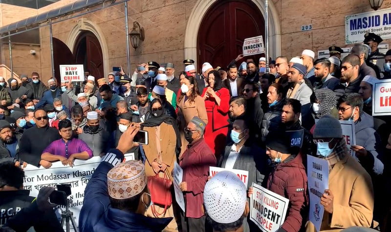 Demonstration demanding arrest of Modassar's killers in New York