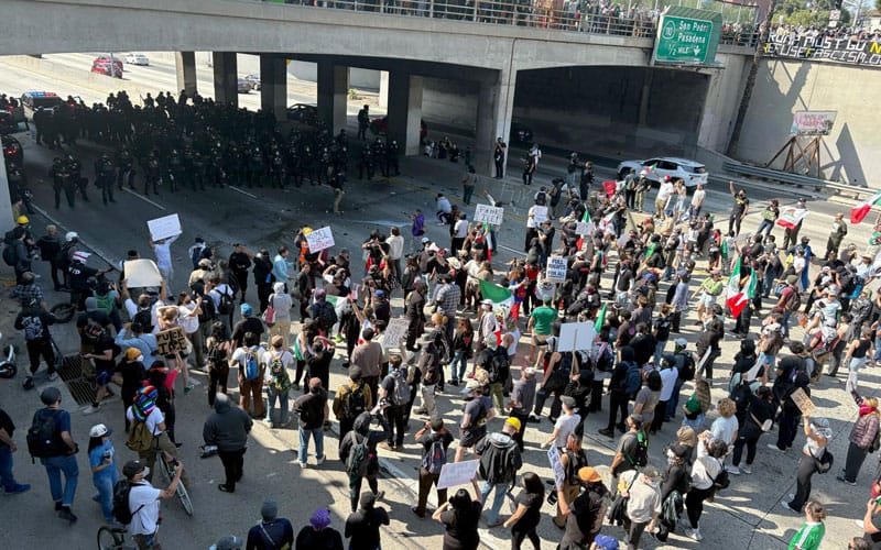 Tensions rise in Los Angeles as police declare ‘unlawful’ assembly