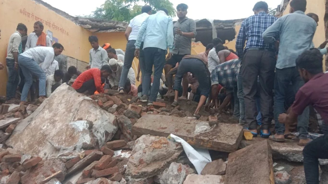 4 children killed, 40 trapped in India school building collapse