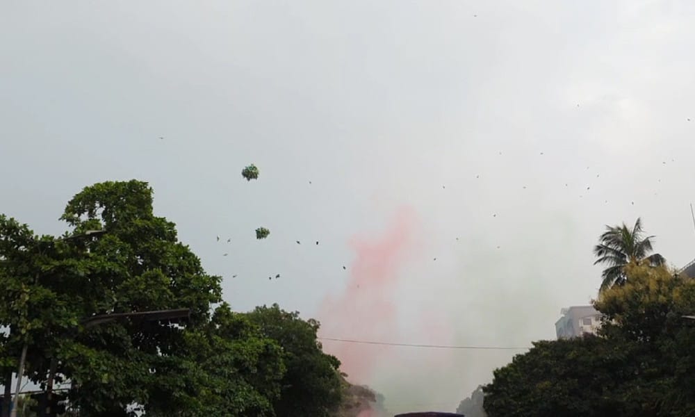 Celebrating '36 July': Balloon catches fire from speaker wire, injures 12