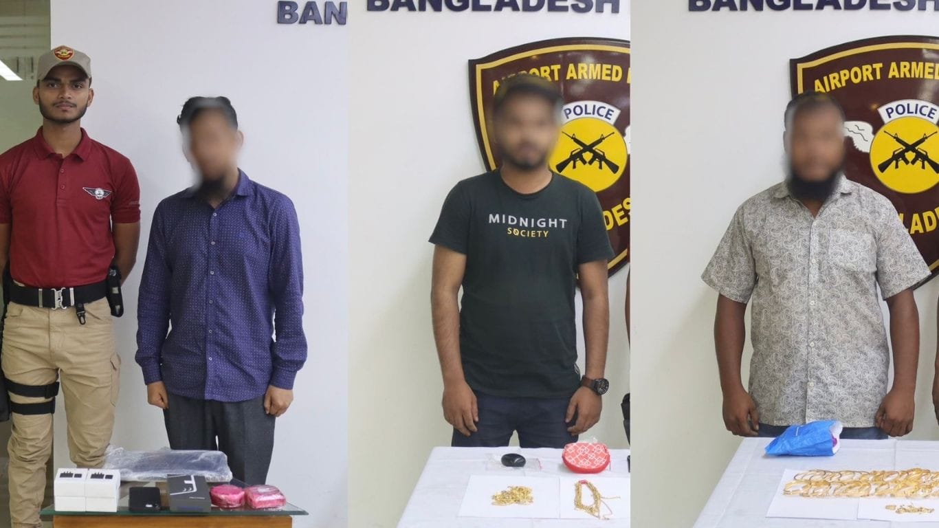 3 held with gold worth over Tk82 lakh at Dhaka Airport